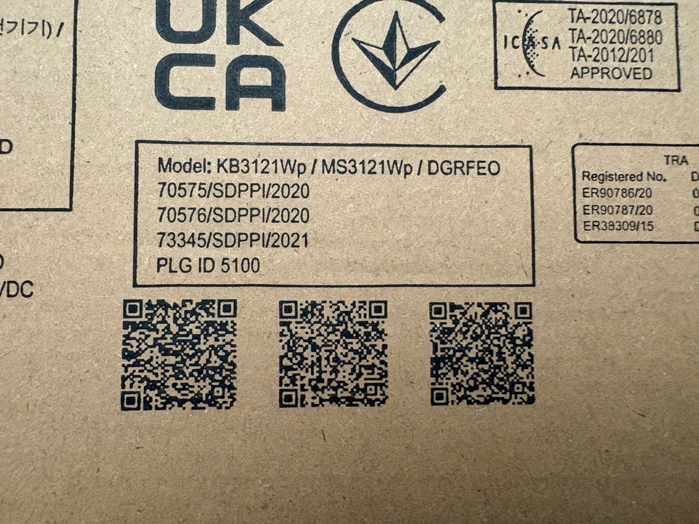 Dell Wireless Keyboard & Mouse (Model KB3121Wp)