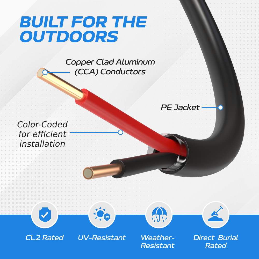 Alarm Cable 500ft 18/2 Solid UTP CCA CL2 Outdoor Security System CCTV