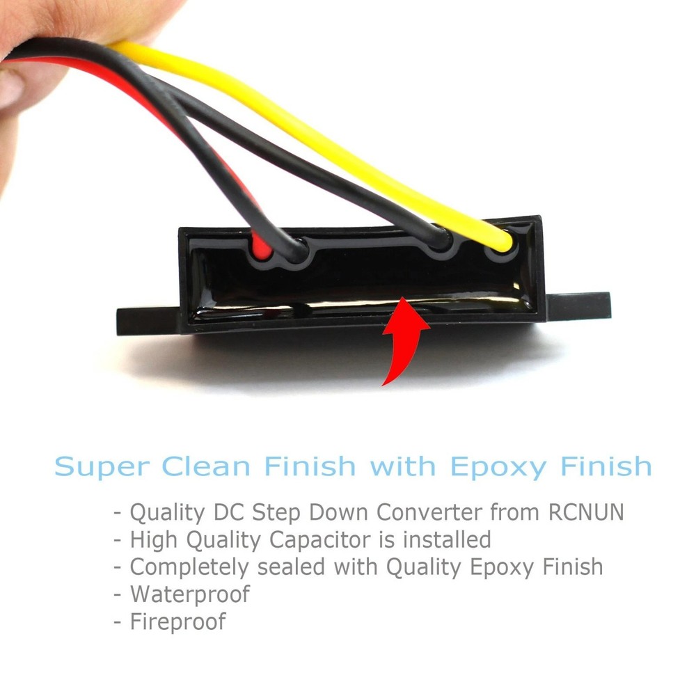 Accessory 2pcs Waterproof 12V to 5V Step Down Converter 3A 89% Efficiency Module