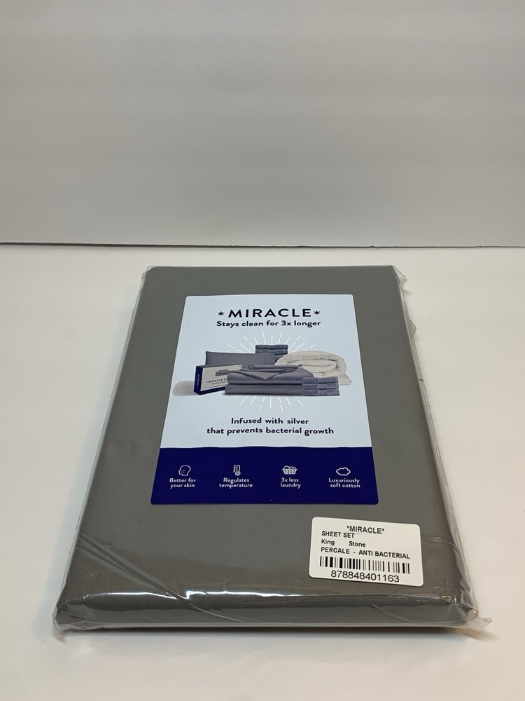 Miracle Made KING SIZE Percale Pillow Case Set x2 Anti-bacterial Temp Regulating