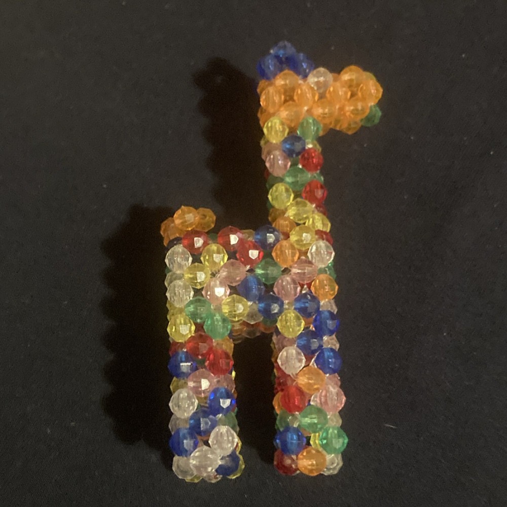 Handmade Multicolor Beaded Giraffe Figurine - MPN Does Not Apply 1970s