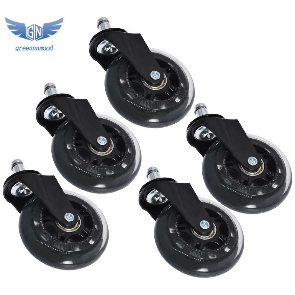 5PC 3 inch Heavy Duty Office Chair Caster Rubber Swivel Wheels Replacement Set