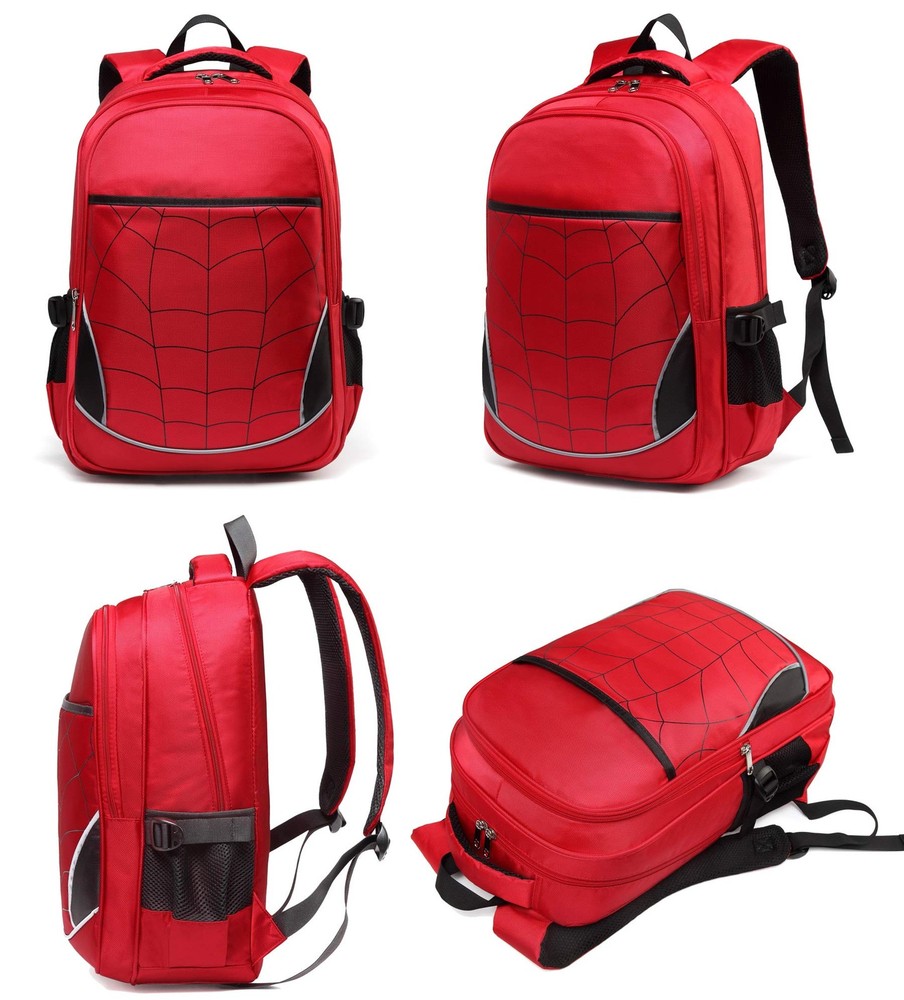 Boys Backpack for Kindergarten Elementary School, Large Compartments, 17" Red