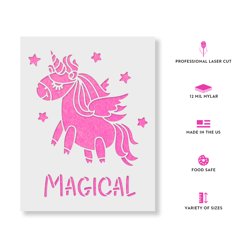 Unicorn Magical Stencil - Durable & Reusable Mylar Stencils