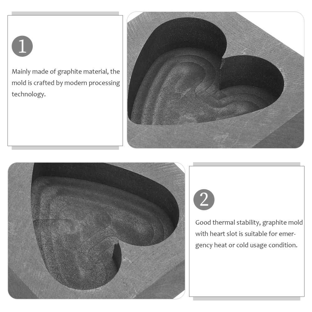 Graphite Molds for Casting Refining Scrap Heart Shaped Ingot Manual Gold Model