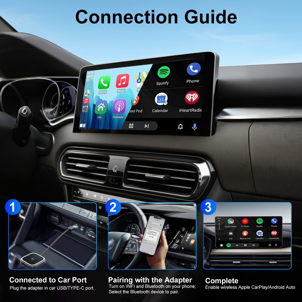 USB Auto Wireless CarPlay Adapter For Apple Android Wireless Dongle Plug ＆ Play