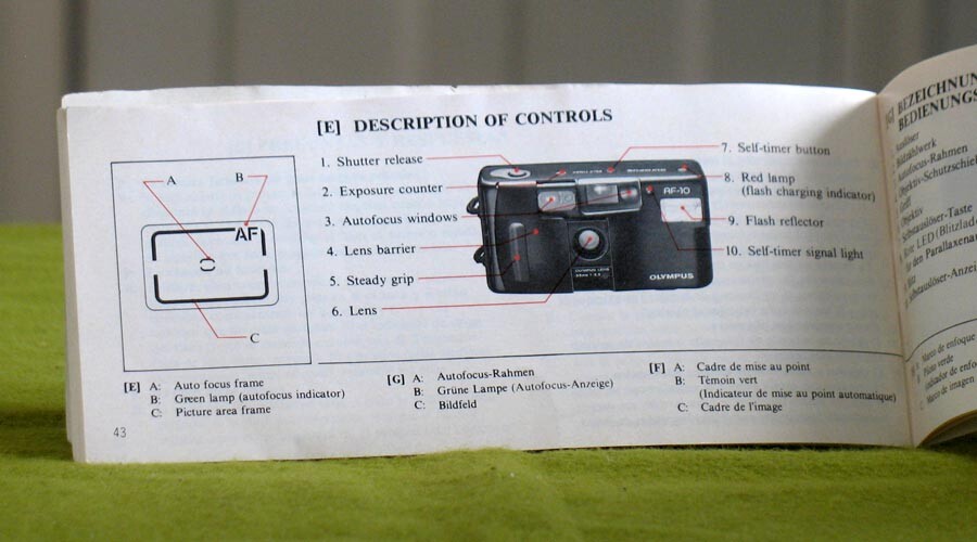 Olympus AF-10 35mm Camera Manual