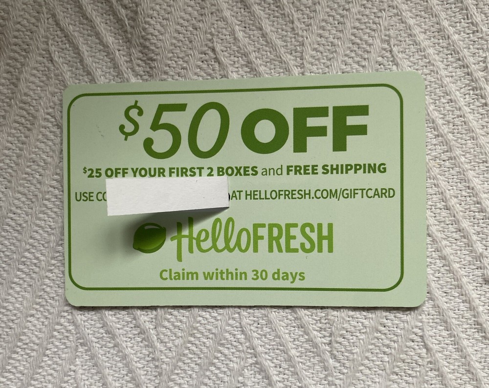 Hello Fresh HelloFresh.com $50 Gift Card ($25 off first two deliveries)