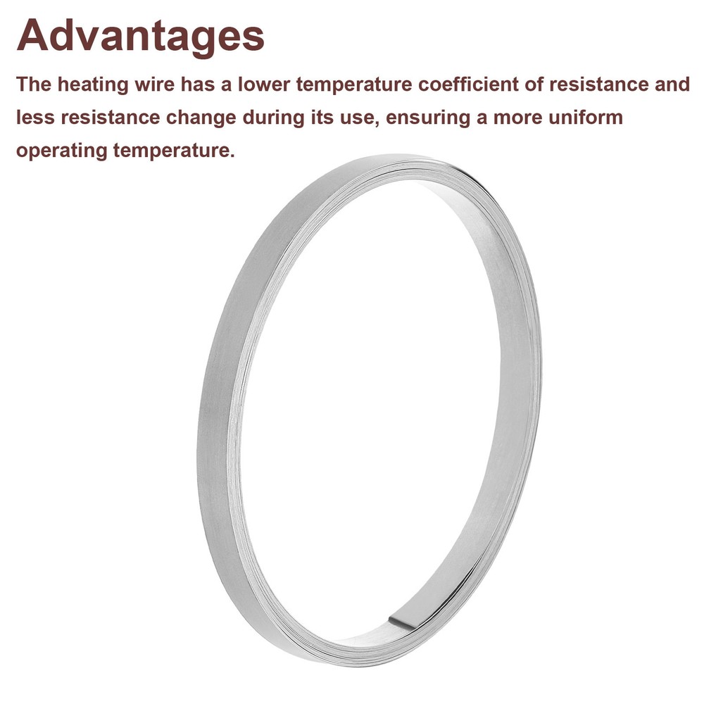 Flat Heater Wire 16.4 Ft Length 8mm Width 0.25mm Thick for Heating Elements
