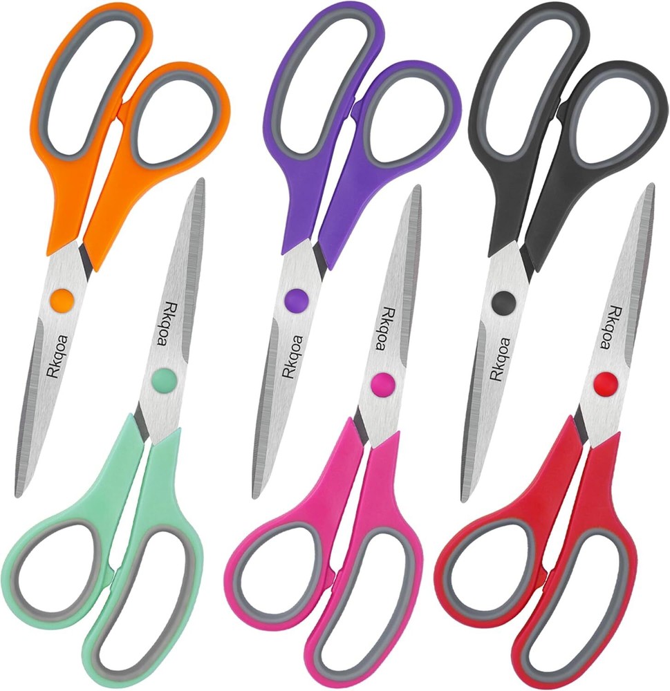 Scissors, Rkqoa 8" Scissors All Purpose 6 Pack - Multicolor 6