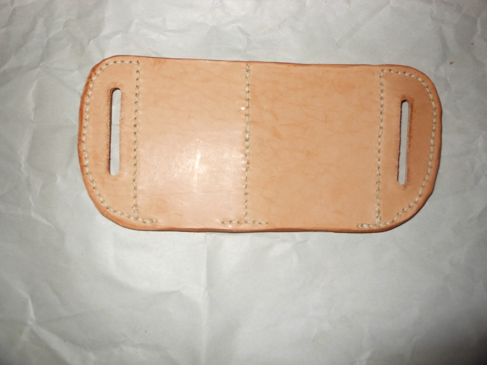 Double pancake knife sheath, no angle, open bottom, fits many things, hand made