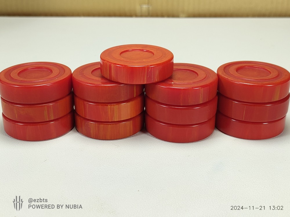 Bakelite Backgammon Chip Disc Cherry Red swirl 1.72" Replacements Catalin 1pc