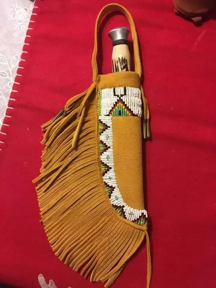 Beaded Indian Knife Cover Native American Sioux Handmade Sheath 15 pieces Set