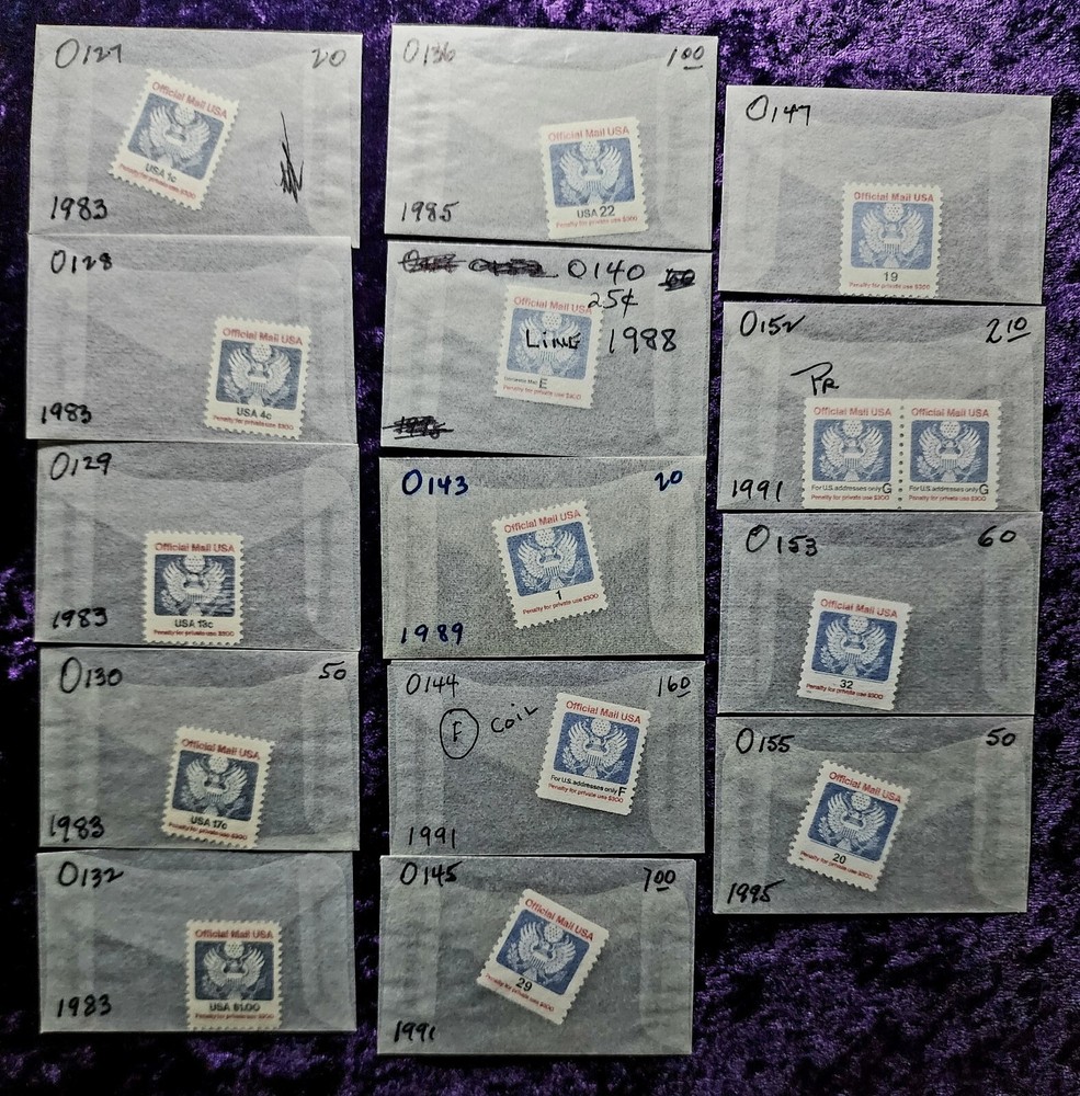 14 Different Official Mail Stamps MNH