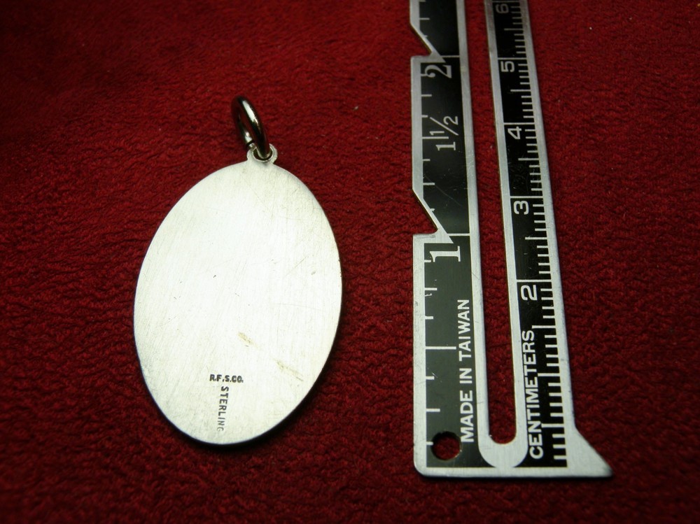 WWII CHAPLAINS 9 GR Sterling GI Battle Worn Dog tag Chain St Christopher Medal