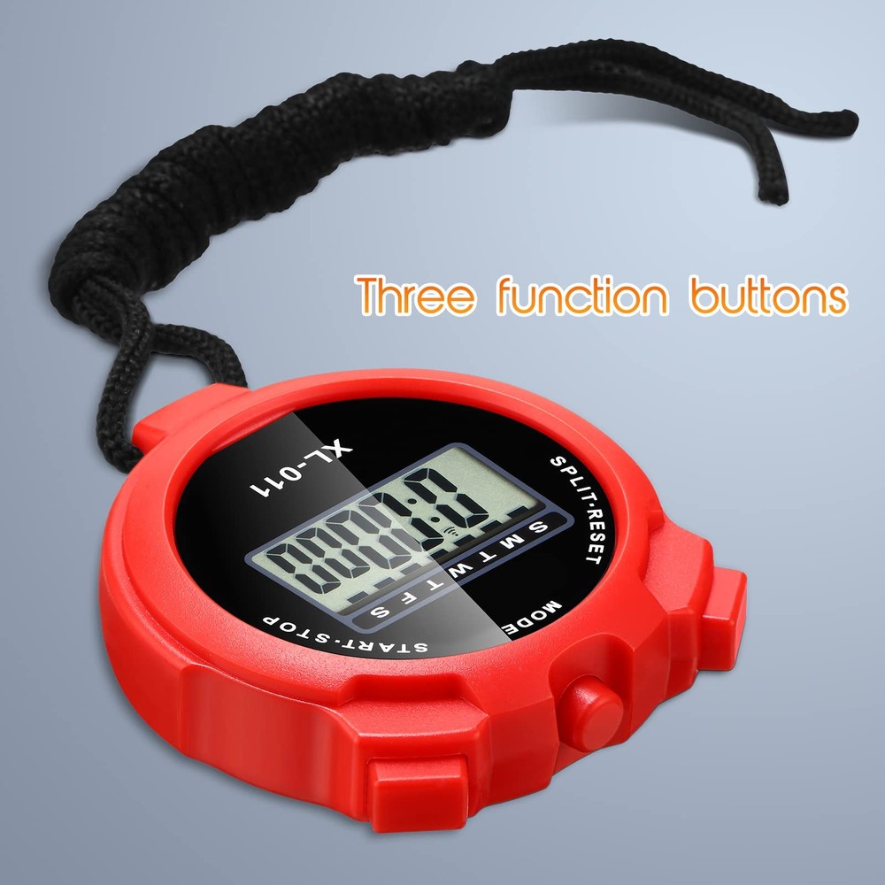 TOODOO 12 Pack Multi Function Digital Stopwatch Timer Black Blue Red Orange