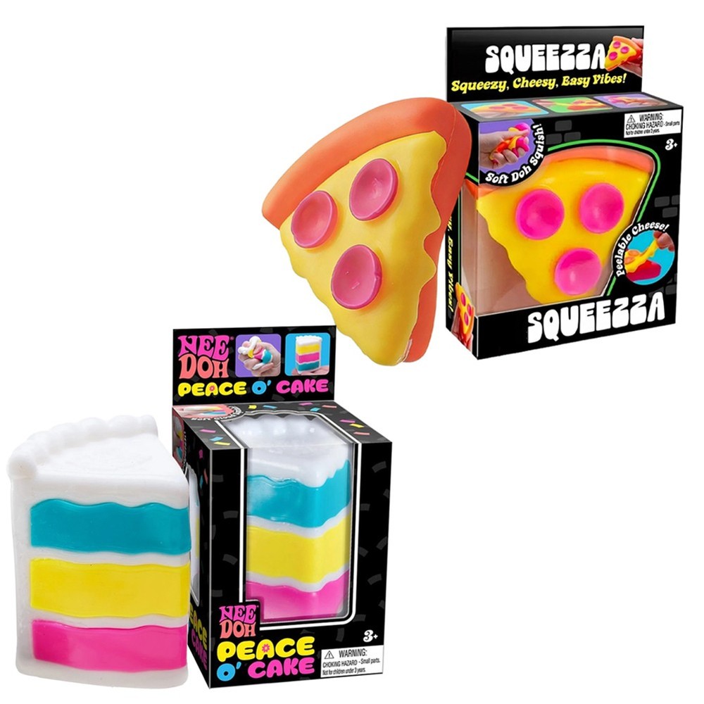 NeeDoh Squeezza Pizza + NeeDoh Peace O' Cake Soft Squish Squeeze Fidget Sensory