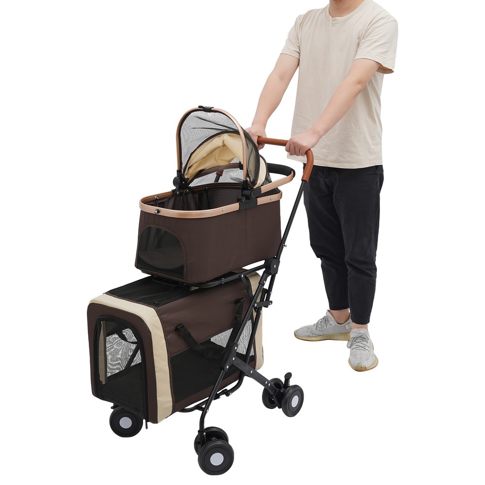 Foldable Pet Stroller w/wheel Adjustable Dog & Cat Stroller For Small&medium Dog