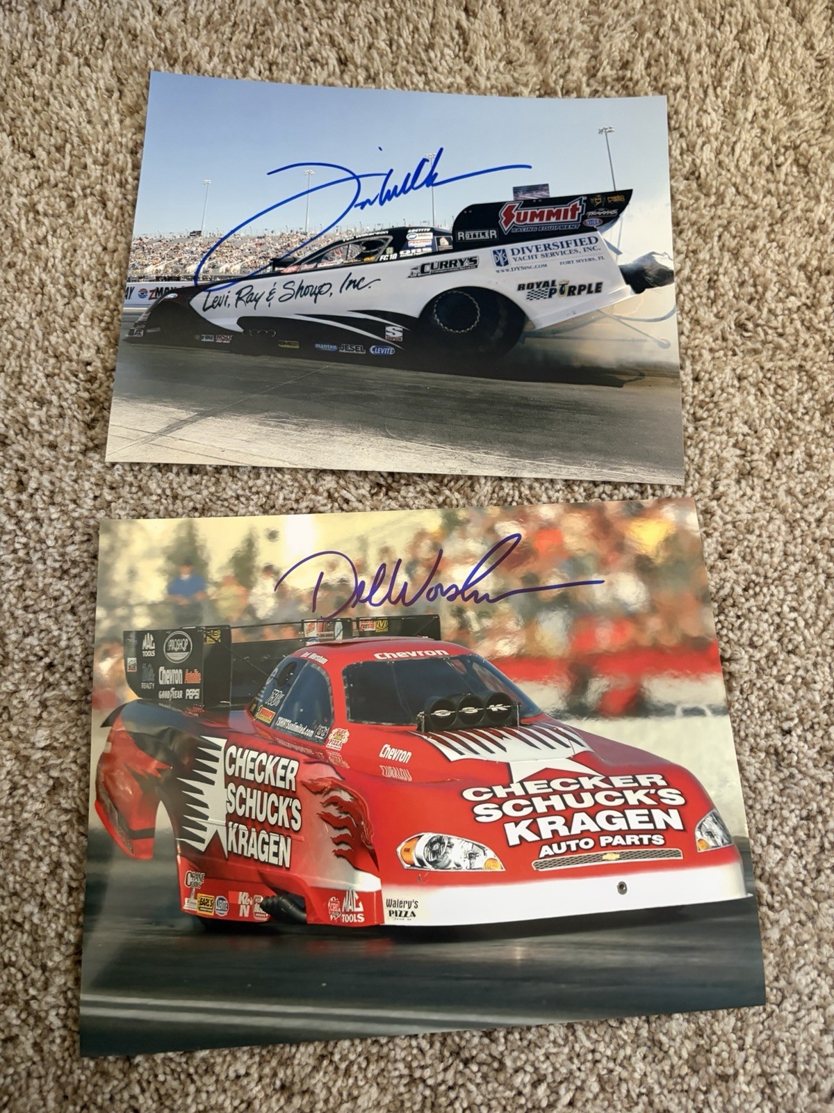 Authentic Autographed 8x10 Lot Of 12 NHRA Photos-Beckman, Capps, Hagan, Etc