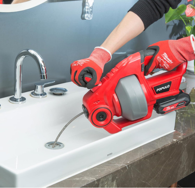 20V Cordless Drain Auger 25ft Auto-Feed Snake Kit