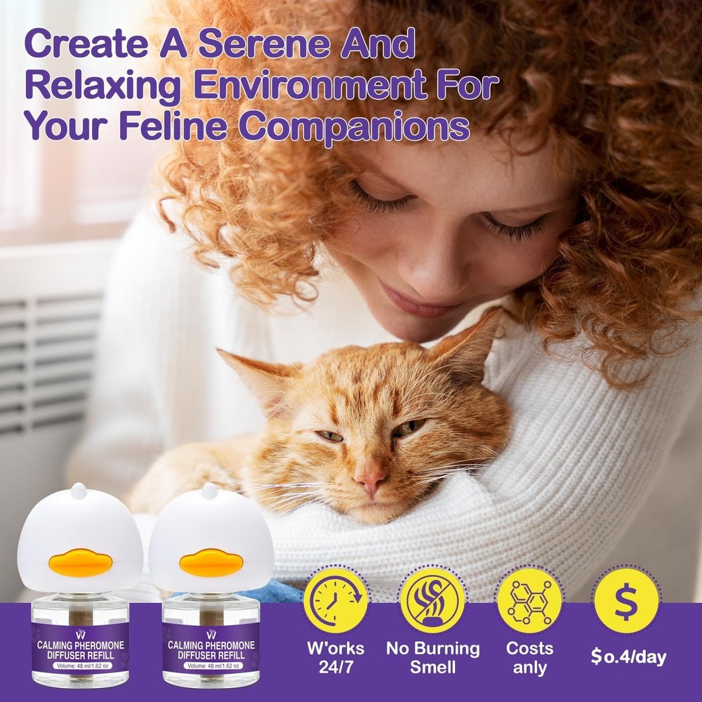 WRAERC Cat Calming Diffuser Multicat Effective Solution to 2 Pack, purple