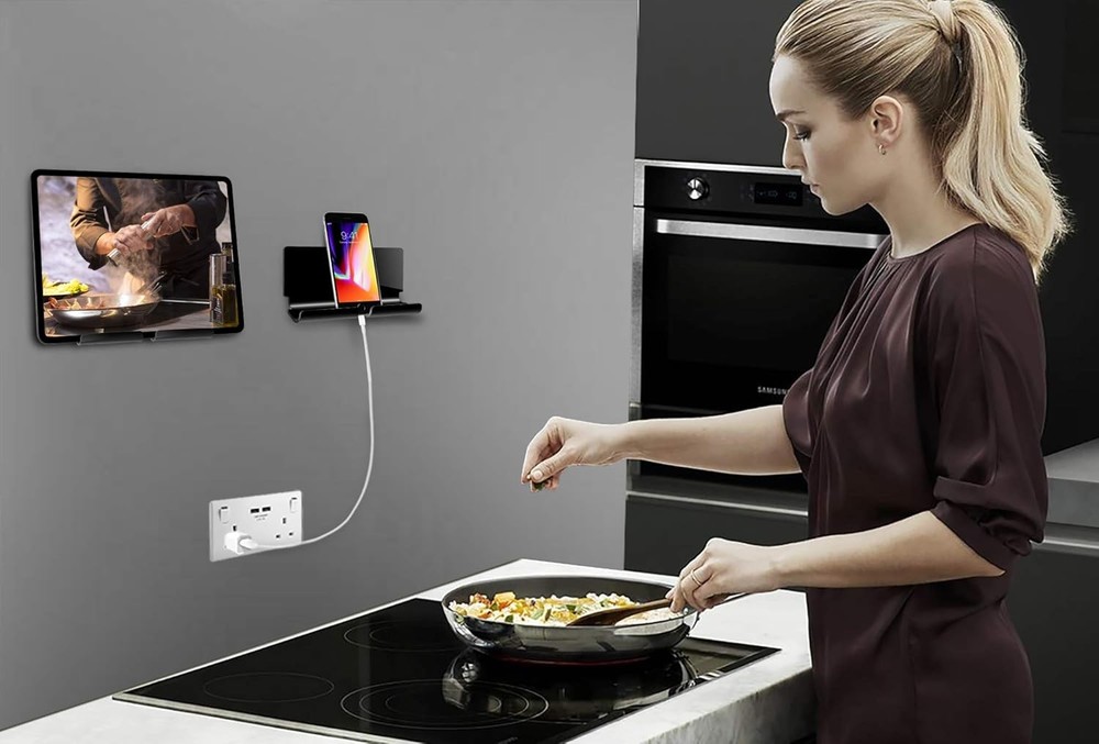 TXEsign Adhesive Wall Tablet Holder Mount Stand for (Black)