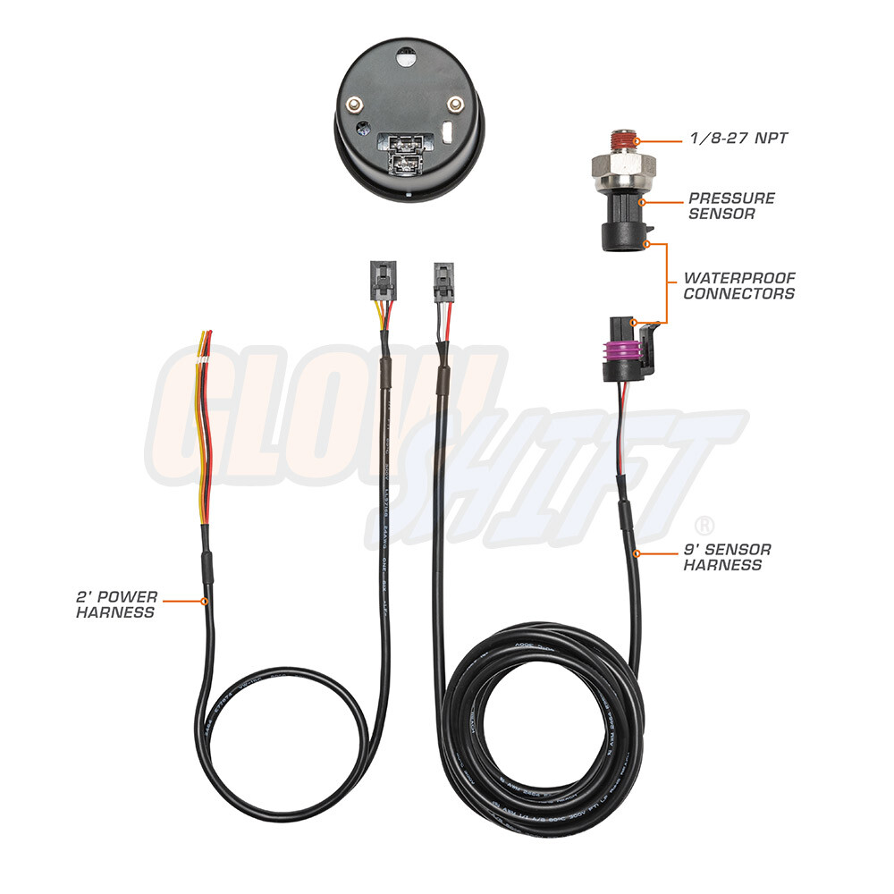 52mm GlowShift Tinted 7 Electronic Oil Pressure PSI Gauge w 7 Color LED Display