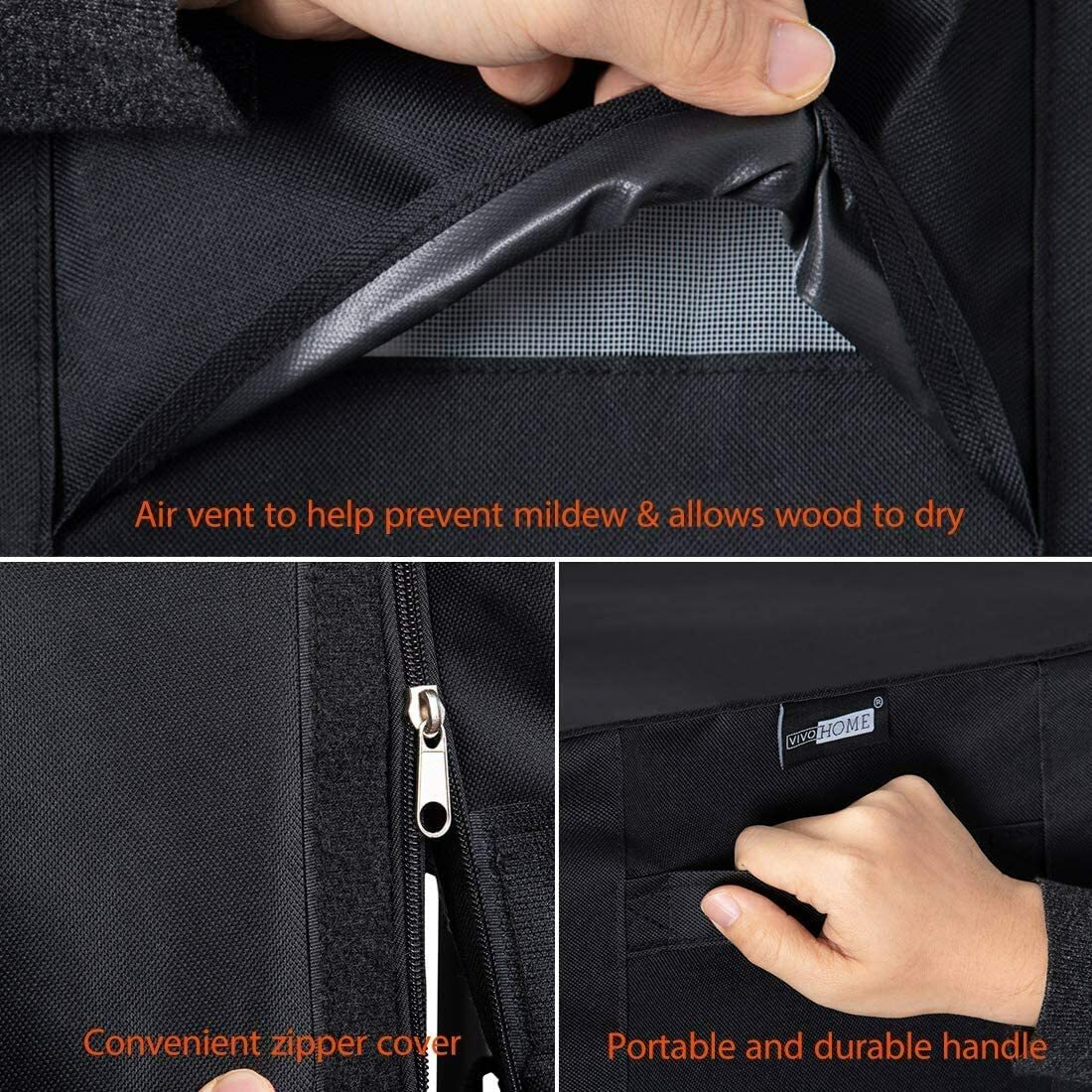 4Ft Heavy Duty Indoor Outdoor Firewood Storage Log Rack w/ Cover Combo Set Black