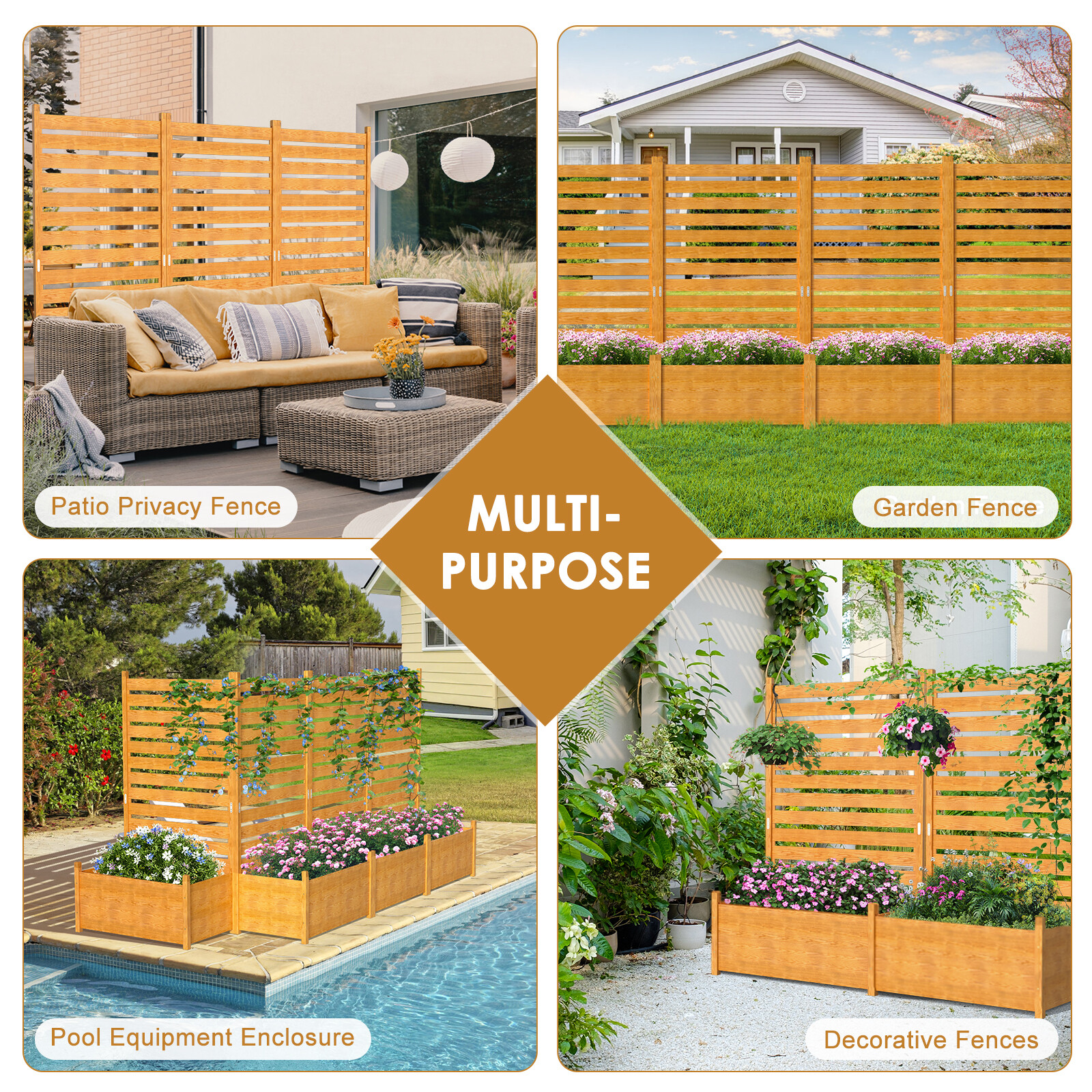 NAIZEA Extra Tall Air Conditioner Fence 41"Wx73"H Trash Can Fence & Planter Box