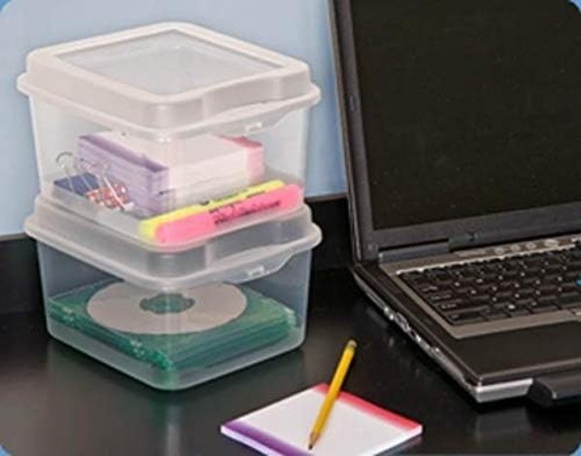 6-Pack Rectangular Large & 12-Pack Square Small FlipTop, Clear Storage Box
