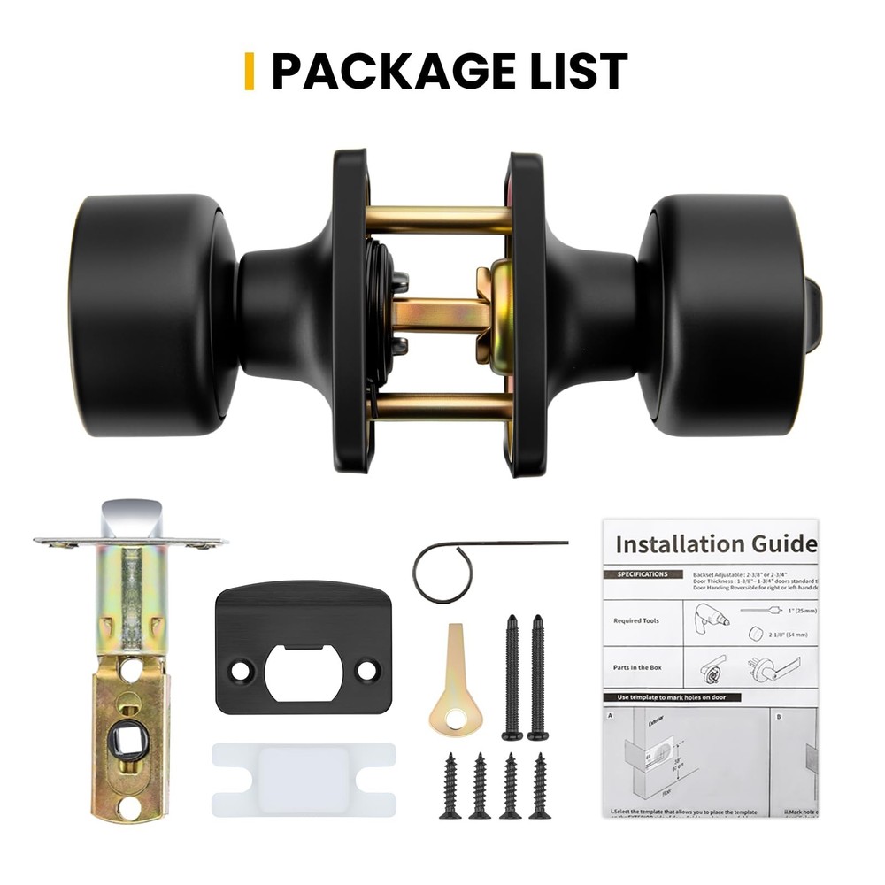 Goldenwarm Matte Black Door Knobs Interior, Privacy Bedroom 6,