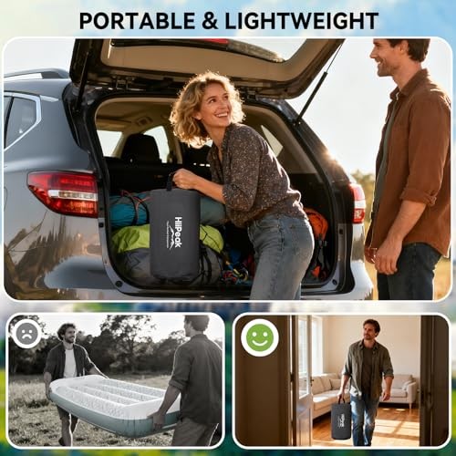Air Mattress Bed with Removable Multi-function Air Pump, Self Inflatable Queen