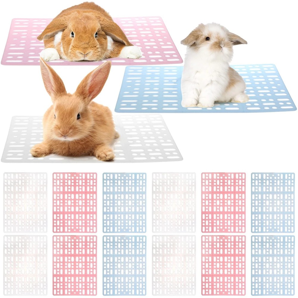 12 Durable Plastic Rabbit Cage Mats with Snap Joints – Foot Rest Pads