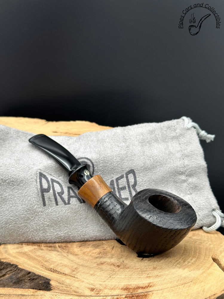 Prammer Rusticated Bent Dublin Smoking Pipe With Bag
