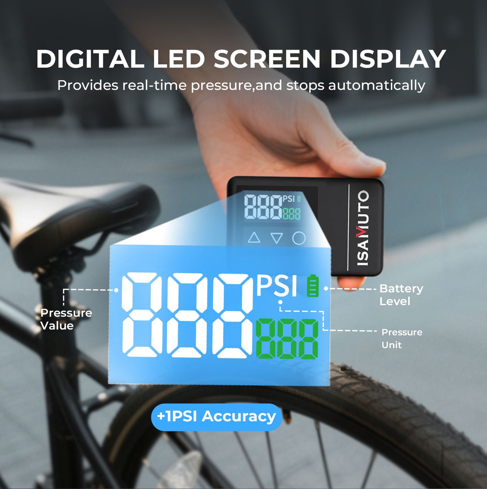 ISAMUTO MINI Portable Bicycle Tire Pump Max 120 PSI Fast Inflation Bike Air Pump