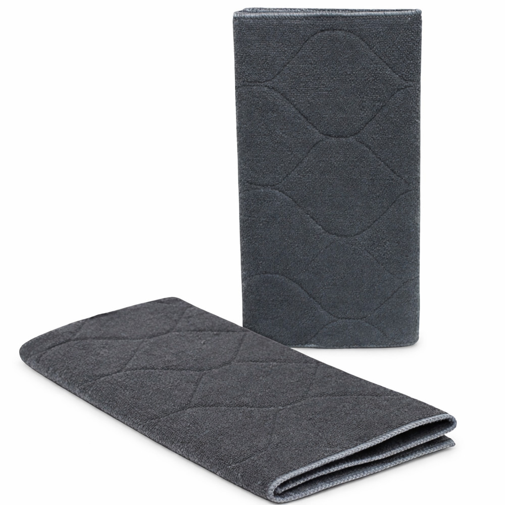 2 Pack Microfiber Dish Drying Mats 15x20 Printed & Solid Absorbent Gray