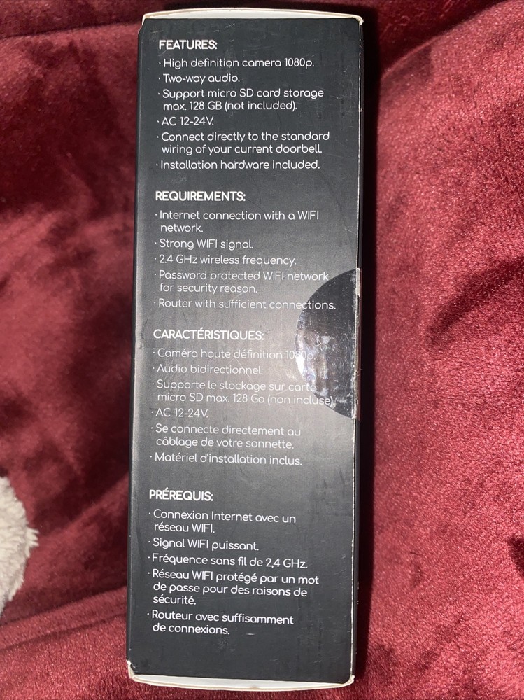 BAZZ Smart Door Bell Camera Wired Bell Button Wi-Fi Cable Visual Alert Remote