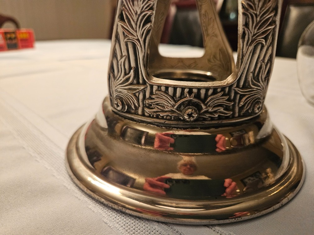 Vintage Titling Glass Coffee Warming Carafe Silverplate Excellent Condition