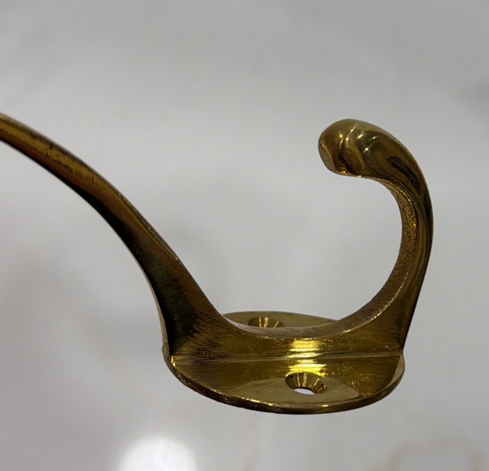 6 VTG 4”Solid Brass Wall Door Coat Kitchen Hook Rustic Old Style with 1”screws