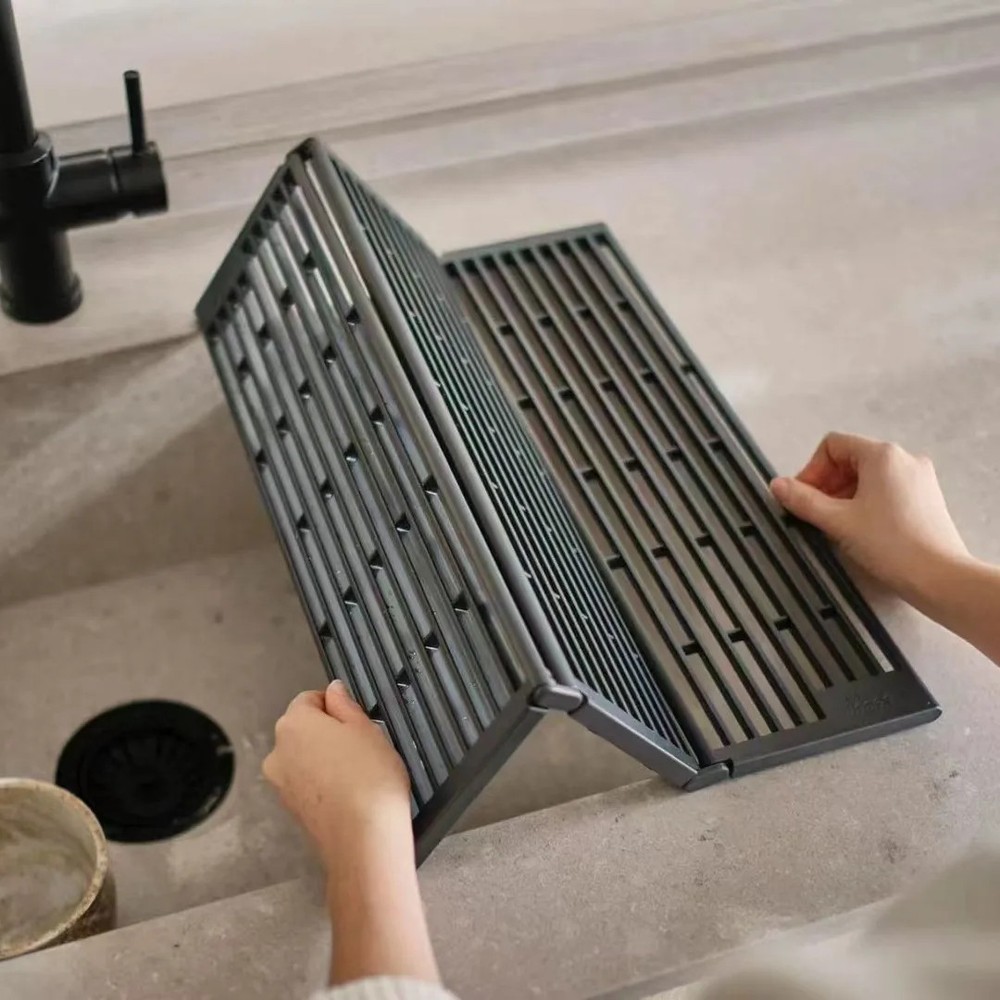 Kitchen Countertop Drain Sink Black Folding Sink Drain Sink Counter Splashproof