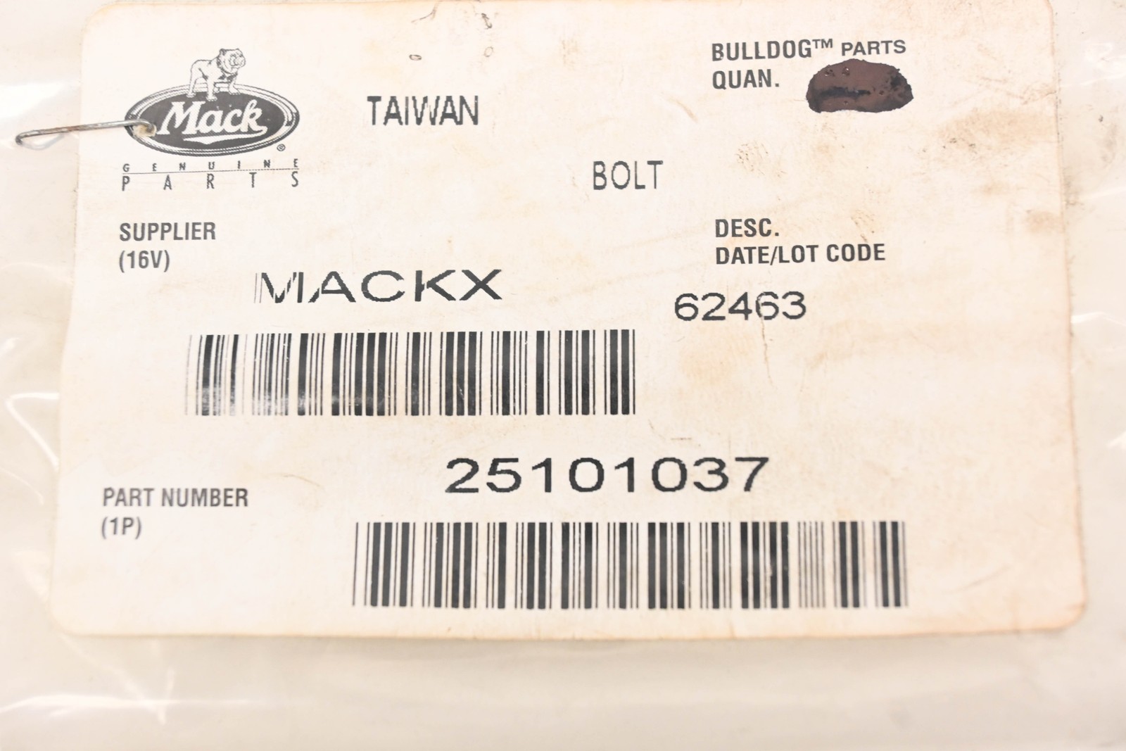 Mack 25101037, 59AM3 Battery Box Bolt NOS