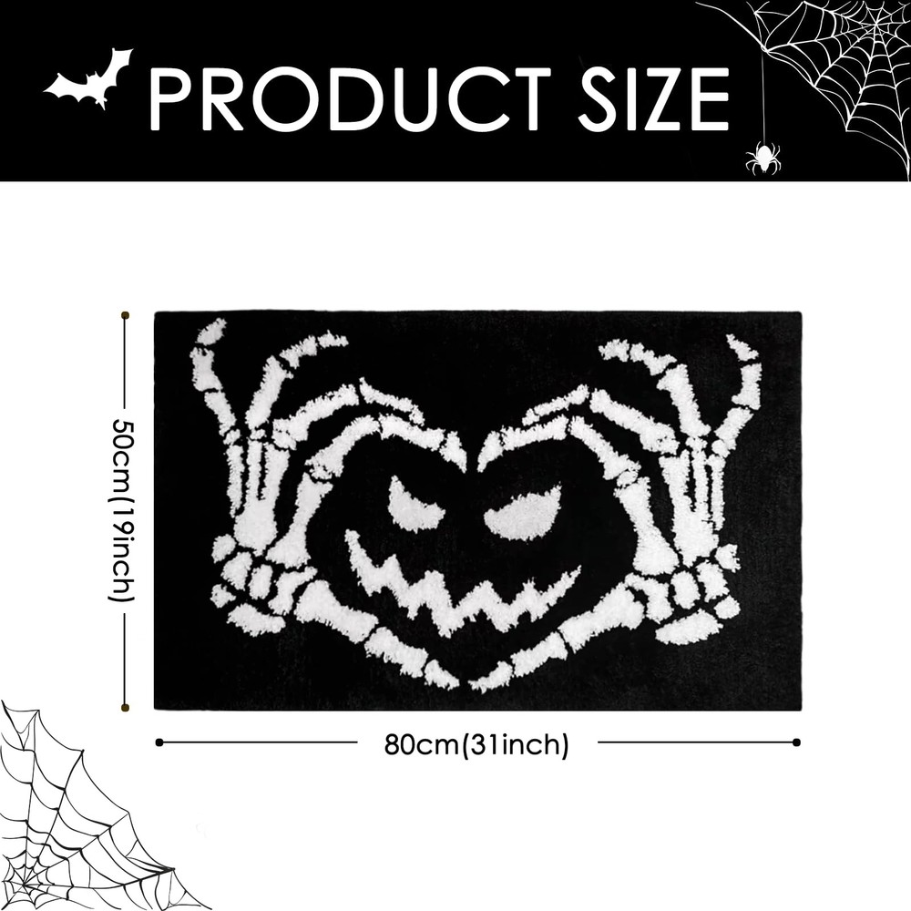 Mocsicka Halloween Bath Mat Funny Face 1'8" x 2'8" (Rectangular), Black