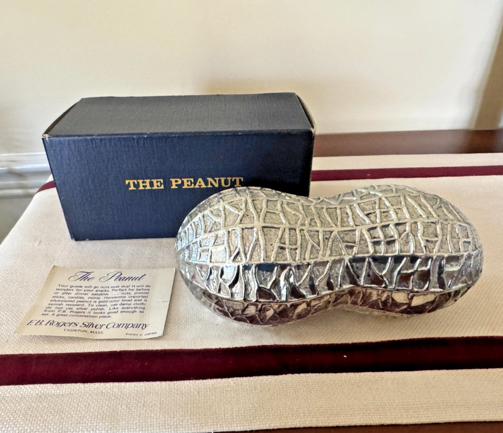VTG FB Rogers THE PEANUT Silver Plated/Gold Plated Interior Peanut Shaped Dish