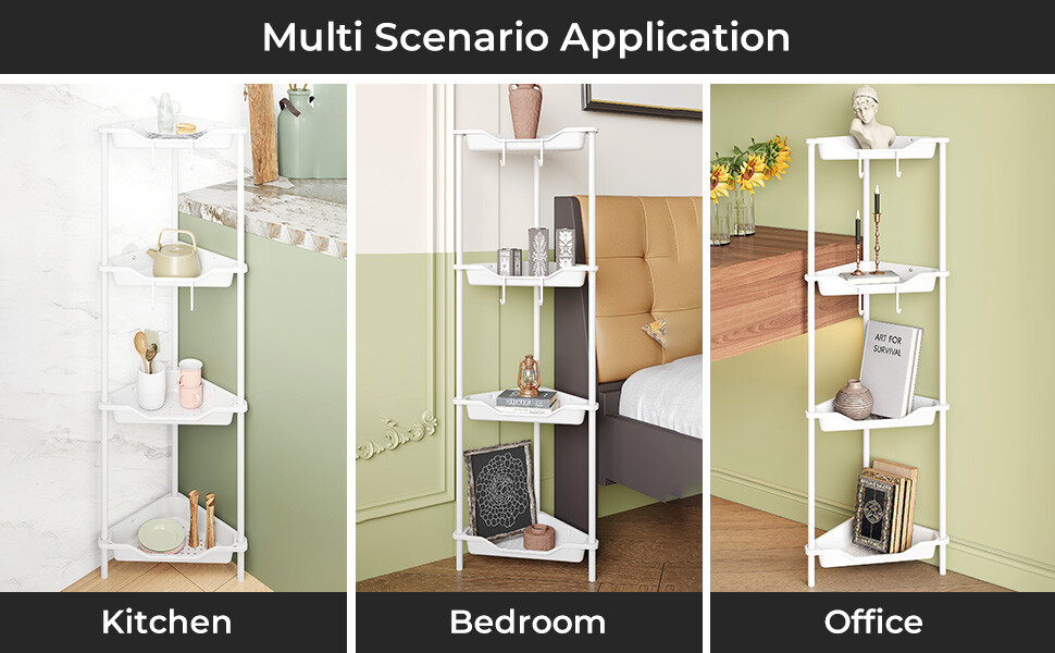 4 Tier Floor Standing Shower Caddy - Splicing Rustproof Corner Shelf Organizer
