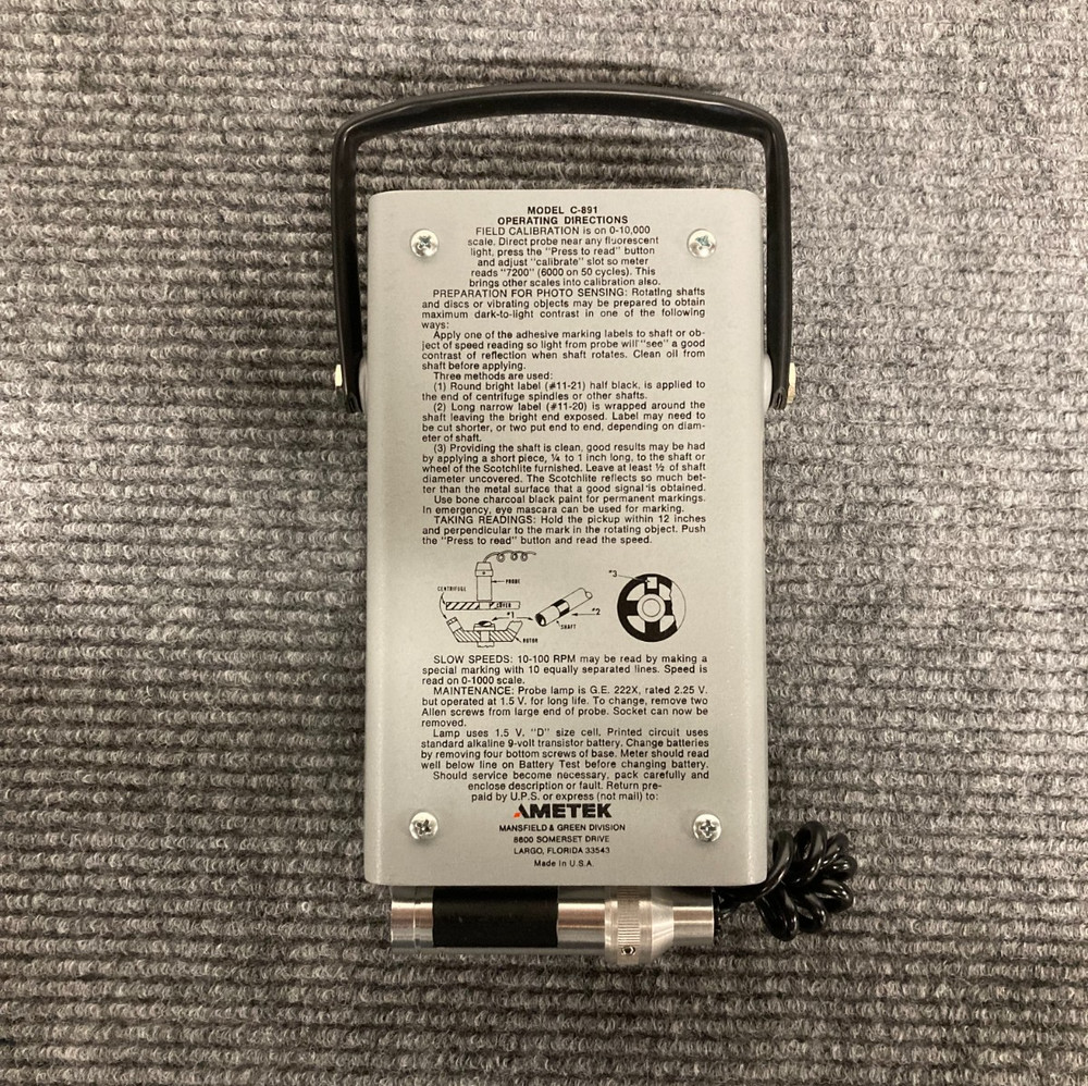 Ametek C-891 Power Instruments Tachometer With Case (Unit Only)