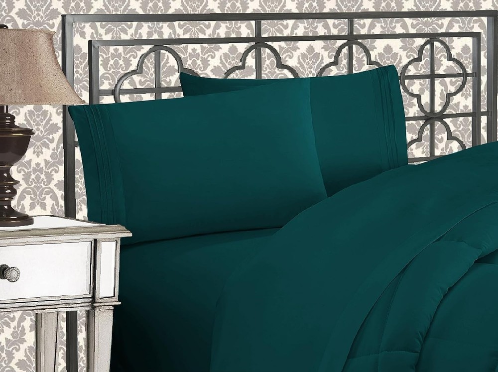Wrinkle & Fade Resistant Microfiber Bed Sheet Set - 4-Piece Luxury, Marine Teal