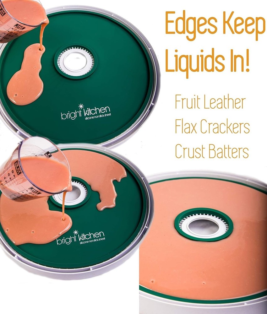 2 Fruit Leather Silicone Dehydrator Sheets with EDGES Compatible With Presto Rou