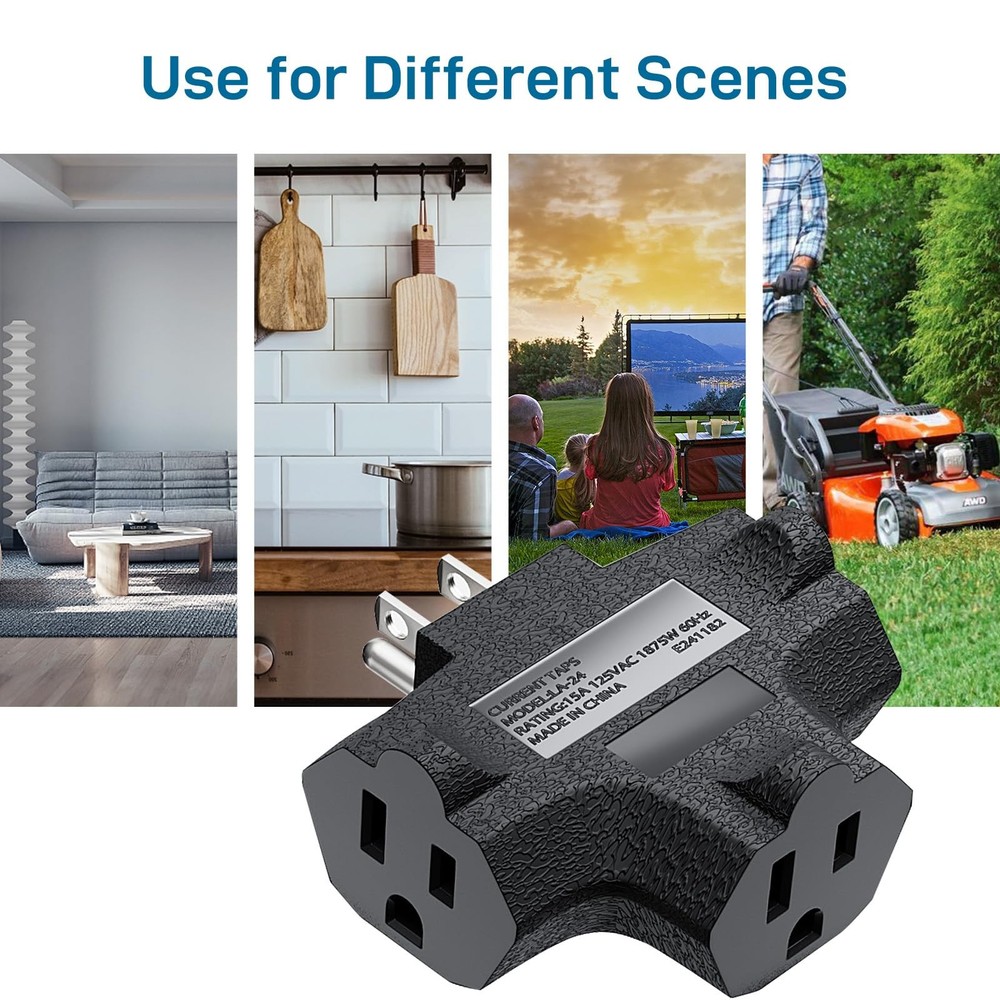 - 3-Outlet Grounding Adapter, [UL Listed] Plug Extender, Heavy-Duty Grounded ...
