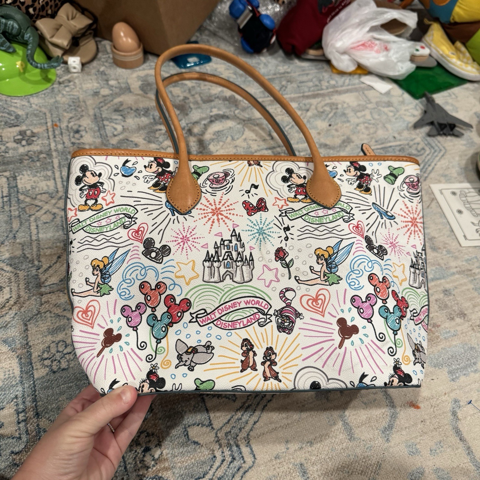 Dooney & Bourke Disney Sketch Mickey & Minnie Mouse Castle Handle Tote Bag Purse