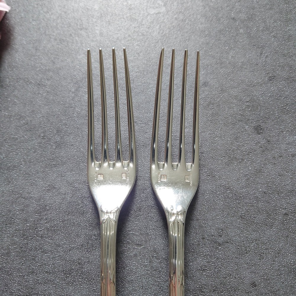Christofle Rubans 2pcs Silverplate Flatware Dessert Fork Excellent